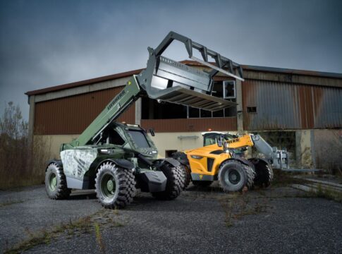 Liebherr Radlader mit und ohne Hi2Ptotect-Add-On-Schutz.