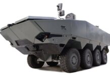 Das neue 8x8-Amphibienfahrzeug für Kasachstan auf Basis des Radschützenpanzers Terrex von ST Engineering.