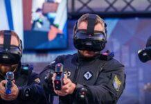 Hessische Landespolizisten beim Training mit Holoforce XR.