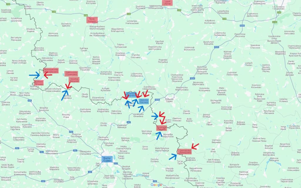Entlang der Grenze zu den russischen Oblasten Kursk und Belgorod kommt es im Ukrainekrieg weiterhin zu Gefechten teils auf russischem, teils auf ukrainischem Territorium.