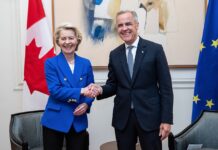 Der neue Premierminister von Kanada, Mark Carney (r.) hat Interesse an der EU-Initiative "ReArm Europe" bekundet.