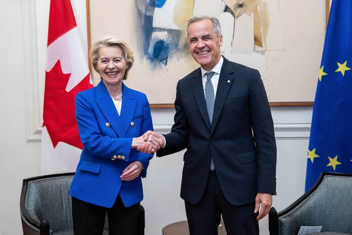 Der neue Premierminister von Kanada, Mark Carney (r.) hat Interesse an der EU-Initiative 