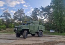 Das Wolf-Fahrzeug mit dem ferngesteuerten Turm Mangart 25.