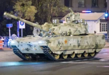 Der als ZTZ-201 bezeichnete neue leichte Panzer Chinas bei den Proben zur Militärparade am 3. September in Peking.
