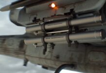 LAHAT Alpha im Viererpack an einem Hubschrauber.