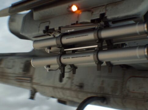 LAHAT Alpha: neue Generation von IAIs Panzerabwehrlenkwaffe 6 LAHAT Alpha im Viererpack an einem Hubschrauber.