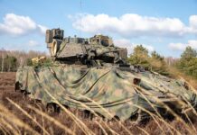 Ein M2A4 Bradley bei einer Übung in Polen im März 2025.