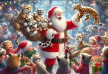 Für die Bundeswehr war schon nach der letzten Sitzung des Bundestags-Haushaltsausschusses in diesem Jahr Bescherung: Für sie hat der Weihnachtsmann allerlei Leoparden, Pumas, Luchse, Schakale und anderes Getier im Sack. (Bild: Microsoft Designer/Boes)
