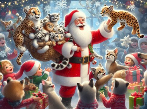 Frohe und friedliche Weihnachten vom Soldat & Technik-Team! 2 Für die Bundeswehr war schon nach der letzten Sitzung des Bundestags-Haushaltsausschusses in diesem Jahr Bescherung: Für sie hat der Weihnachtsmann allerlei Leoparden, Pumas, Luchse, Schakale und anderes Getier im Sack. (Bild: Microsoft Designer/Boes)