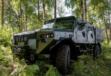 Das geschützte 4x4-Fahrzeug Sisu GTP.