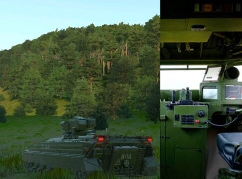 Innenraum eines Marder-Fahrzeugs mit Sentinel-Bildschirmen von OIP Sensor Systems für Chile.