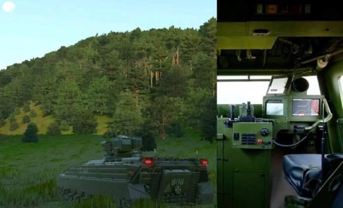 Innenraum eines Marder-Fahrzeugs mit Sentinel-Bildschirmen von OIP Sensor Systems für Chile.