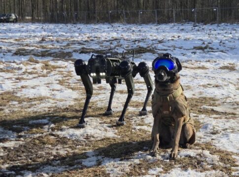 Lucas, der spanische K-9-Hund, ist für die Spezialeinheiten von unschätzbarem Wert. In der Übung wurde er bei den Aufklärungsarbeiten ergänzt durch einen mechanisierten Kameraden (Roboterhund) Ghost Vision 60 vom US-amerikanischen Herstellers Ghost Robotics.