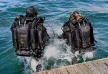 Der Stealth Multi-Role (SMR)-Rebreather der nächsten Generation während einiger Tests.