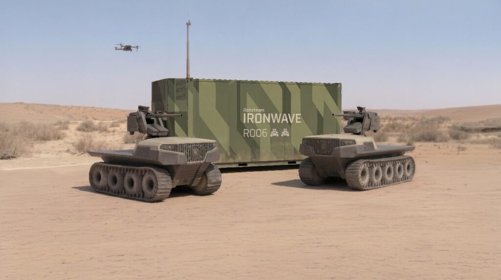 Ondas zeigt MODUS und Iron Wave auf der Eurosatory 2026 5 Iron Wave ist ein verlegbares robotisches Kampfsystem, das darauf ausgelegt ist, bei risikoreichen Einsätzen robotische Systeme vor den eigenen Bodentruppen einzusetzen.