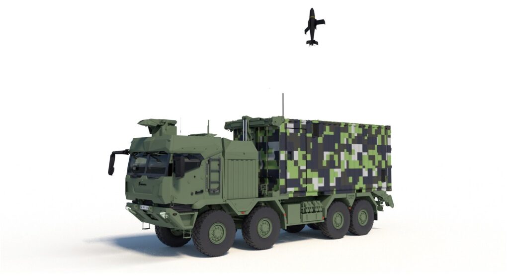Eurosatory: Mehrfachwerfer CML für FV-014 Loitering Munition 2 Konzept für CML auf einer Lkw-Plattform.